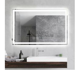 DUSEL Зеркало с подогревом, LED подсветкой Smart, часами, температурой и bluetooth DE-M1091 75x100 см